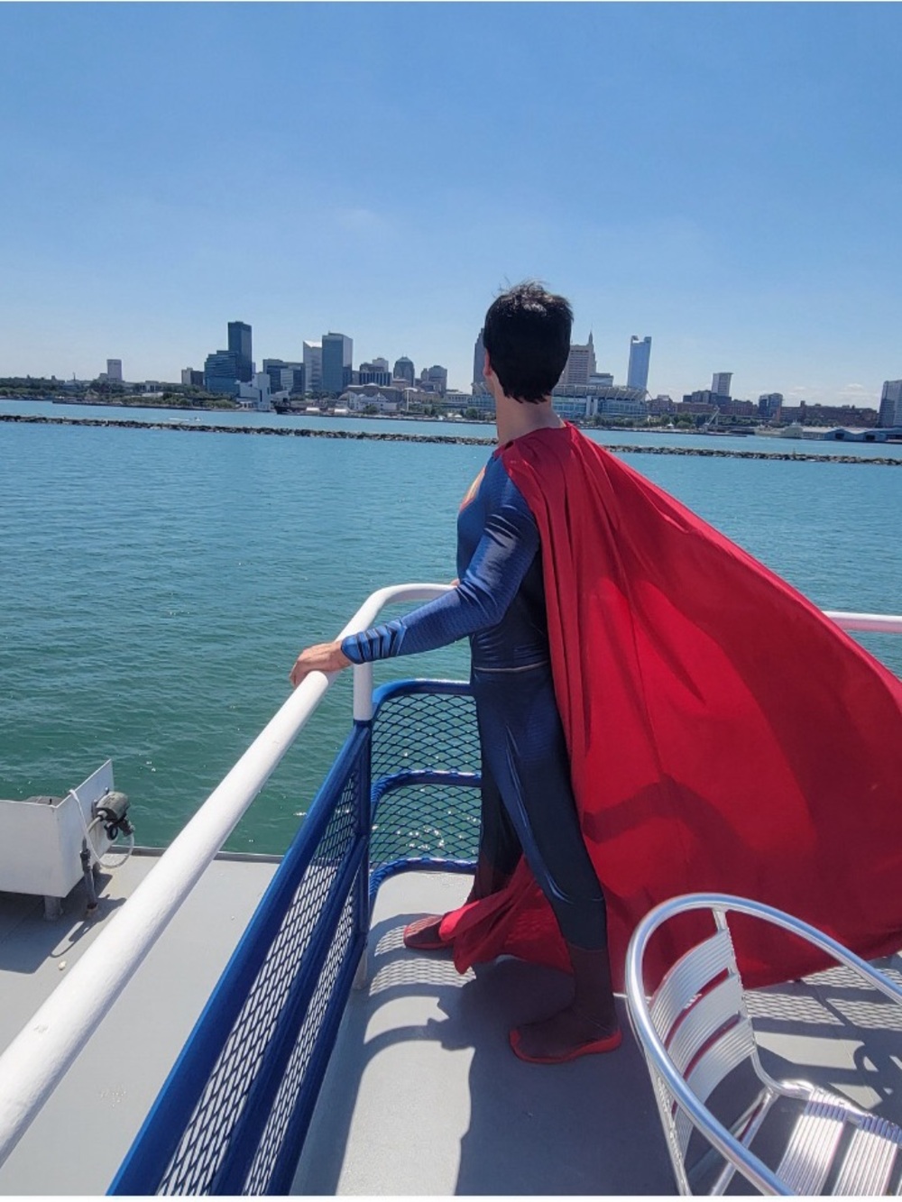 Adult Superman Costume with Red Cape and Blue Suit - Classic Hero Look